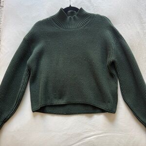 Anthropologie Maeve Deep Green Ribbed Mock Neck Sweater